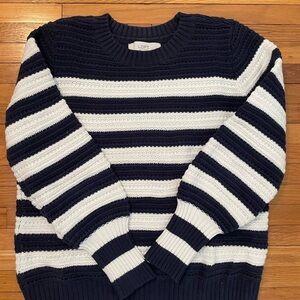 LOFT Dark Blue and Cream Knit Top